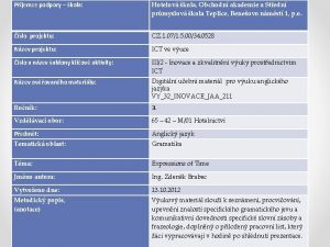 Pjemce podpory kola Hotelov kola Obchodn akademie a