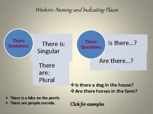 Week11 Naming and Indicating Places There Sentences There