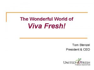 The Wonderful World of Viva Fresh Tom Stenzel