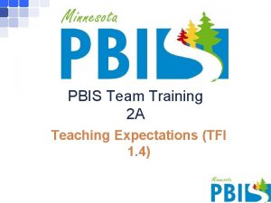 PBIS Team Training 2 A Teaching Expectations TFI