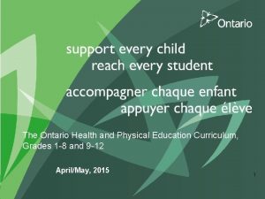 The Ontario Health and Physical Education Curriculum Grades