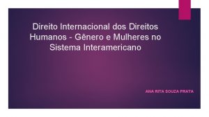 Direito Internacional dos Direitos Humanos Gnero e Mulheres