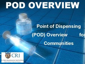 POD OVERVIEW Intro Point of Dispensing POD Overview