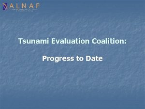 Tsunami Evaluation Coalition Progress to Date Background OCHA