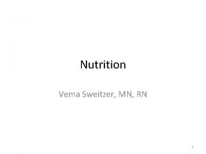 Nutrition Vema Sweitzer MN RN 1 Homework Be