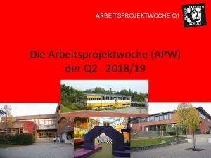 ARBEITSPROJEKTWOCHE Q 1 Die Arbeitsprojektwoche APW der Q