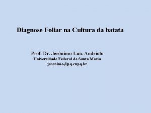 Diagnose Foliar na Cultura da batata Prof Dr