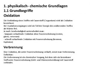 1 physikalisch chemische Grundlagen 1 1 Grundbegriffe Oxidation