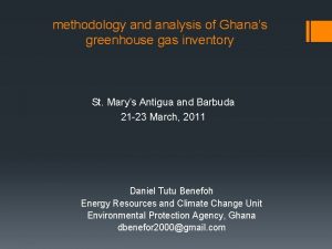 methodology and analysis of Ghanas greenhouse gas inventory