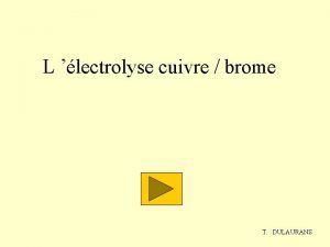 L lectrolyse cuivre brome T DULAURANS lectrolyse cuivre