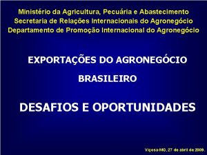 Ministrio da Agricultura Pecuria e Abastecimento Secretaria de