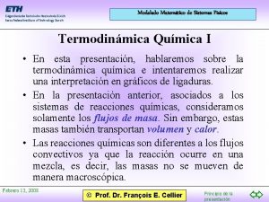 Modelado Matemtico de Sistemas Fsicos Termodinmica Qumica I