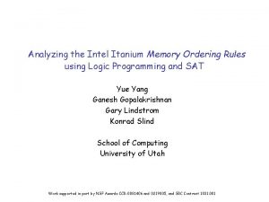 Analyzing the Intel Itanium Memory Ordering Rules using
