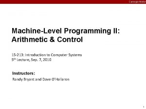 Carnegie Mellon MachineLevel Programming II Arithmetic Control 15