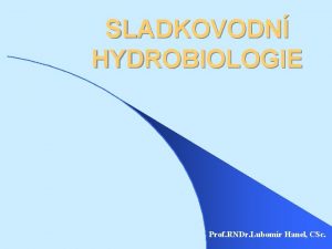 SLADKOVODN HYDROBIOLOGIE Prof RNDr Lubomr Hanel CSc Pleuston