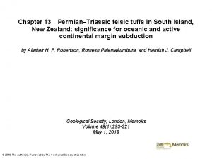 Chapter 13 PermianTriassic felsic tuffs in South Island