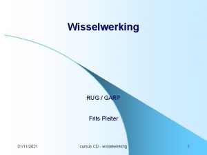 Wisselwerking RUG GARP Frits Pleiter 01112021 cursus CD