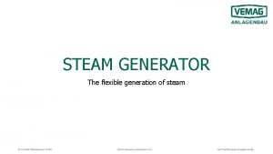 STEAM GENERATOR The flexible generation of steam Product
