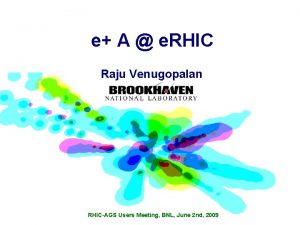 e A e RHIC Raju Venugopalan RHICAGS Users