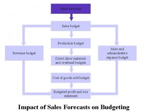 Sales forecasts Sales budget Production budget Revenue budget