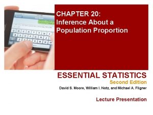CHAPTER 20 Inference About a Population Proportion ESSENTIAL