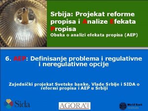 Srbija Projekat reforme propisa i Analize Efekata Propisa