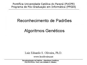 Pontifcia Universidade Catlica do Paran PUCPR Programa de