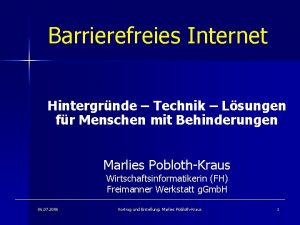 Barrierefreies Internet Hintergrnde Technik Lsungen fr Menschen mit