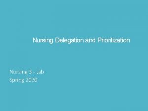 Nursing Delegation and Prioritization Nursing 3 Lab Spring