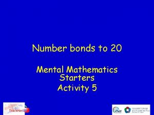 Number bonds to 20 Mental Mathematics Starters Activity