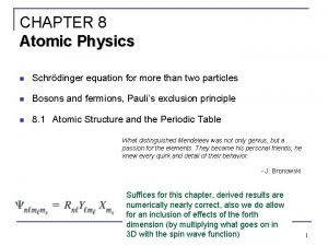 CHAPTER 8 Atomic Physics n Schrdinger equation for