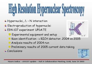 Hypernuclei L N interaction Electroproduction of hypernuclei E