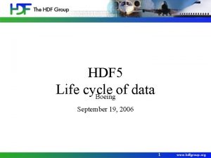 HDF 5 Life cycle of data Boeing September
