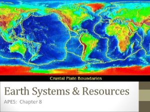 Earth Systems Resources APES Chapter 8 Formation of