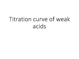 Titration curve of weak acids Titration titration is