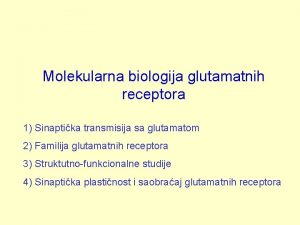 Molekularna biologija glutamatnih receptora 1 Sinaptika transmisija sa