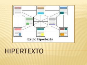 HIPERTEXTO HIPERTEXTO O Hipertexto um texto em formato