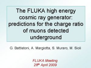 The FLUKA high energy cosmic ray generator predictions