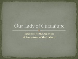 Our Lady of Guadalupe Patroness of the Americas