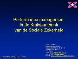 Performance management in de Kruispuntbank van de Sociale