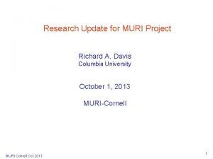 Research Update for MURI Project Richard A Davis