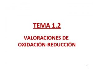 TEMA 1 2 VALORACIONES DE OXIDACINREDUCCIN 1 CONTENIDOS