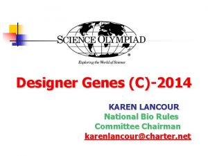 Designer Genes C2014 KAREN LANCOUR National Bio Rules