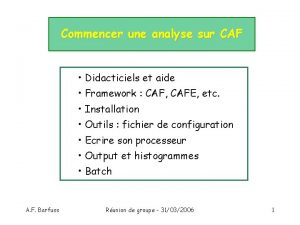 Commencer une analyse sur CAF Didacticiels et aide