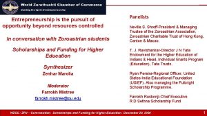 WZCC Zoroastrian Faculty Network Logo Entrepreneurship is the