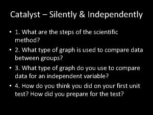 Catalyst Silently Independently 1 What are the steps