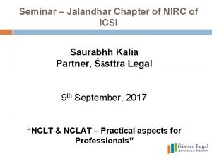 Seminar Jalandhar Chapter of NIRC of ICSI Saurabhh