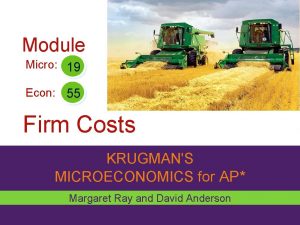 Module Micro 19 Econ 55 Firm Costs KRUGMANS