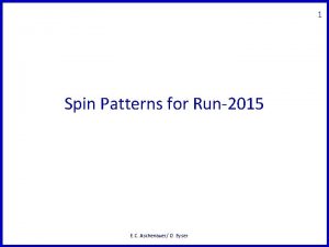 1 Spin Patterns for Run2015 E C Aschenauer