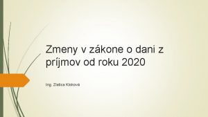 Zmeny v zkone o dani z prjmov od